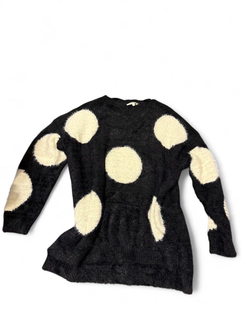 Black Polka Dot Fuzzy Sweater
